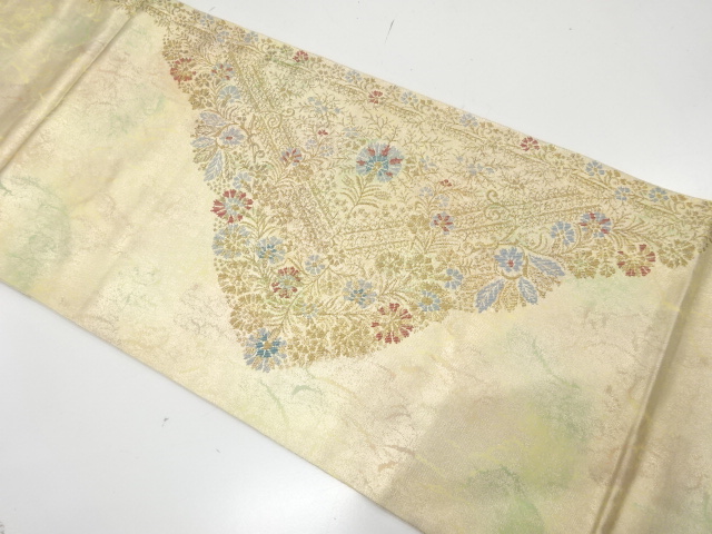 JAPANESE KIMONO / ANTIQUE FUKURO OBI / SILK / WOVEN FLORAL SARASA